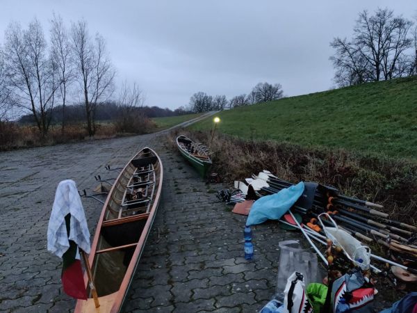 Ruderboote in Werben fertig zum Aufladen 2021